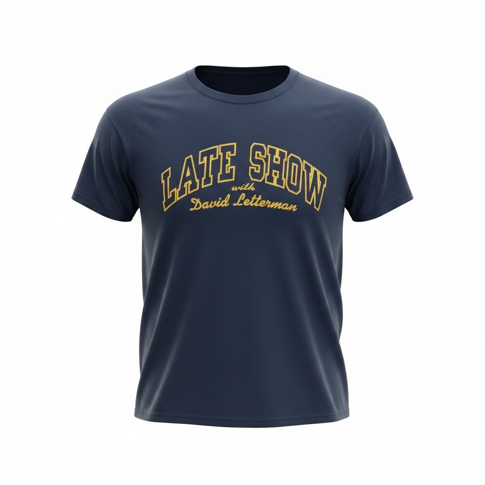 Vtg Medallion Late Show‎ David Letterman T-Shirt Mens Large Navy Blue USA Made